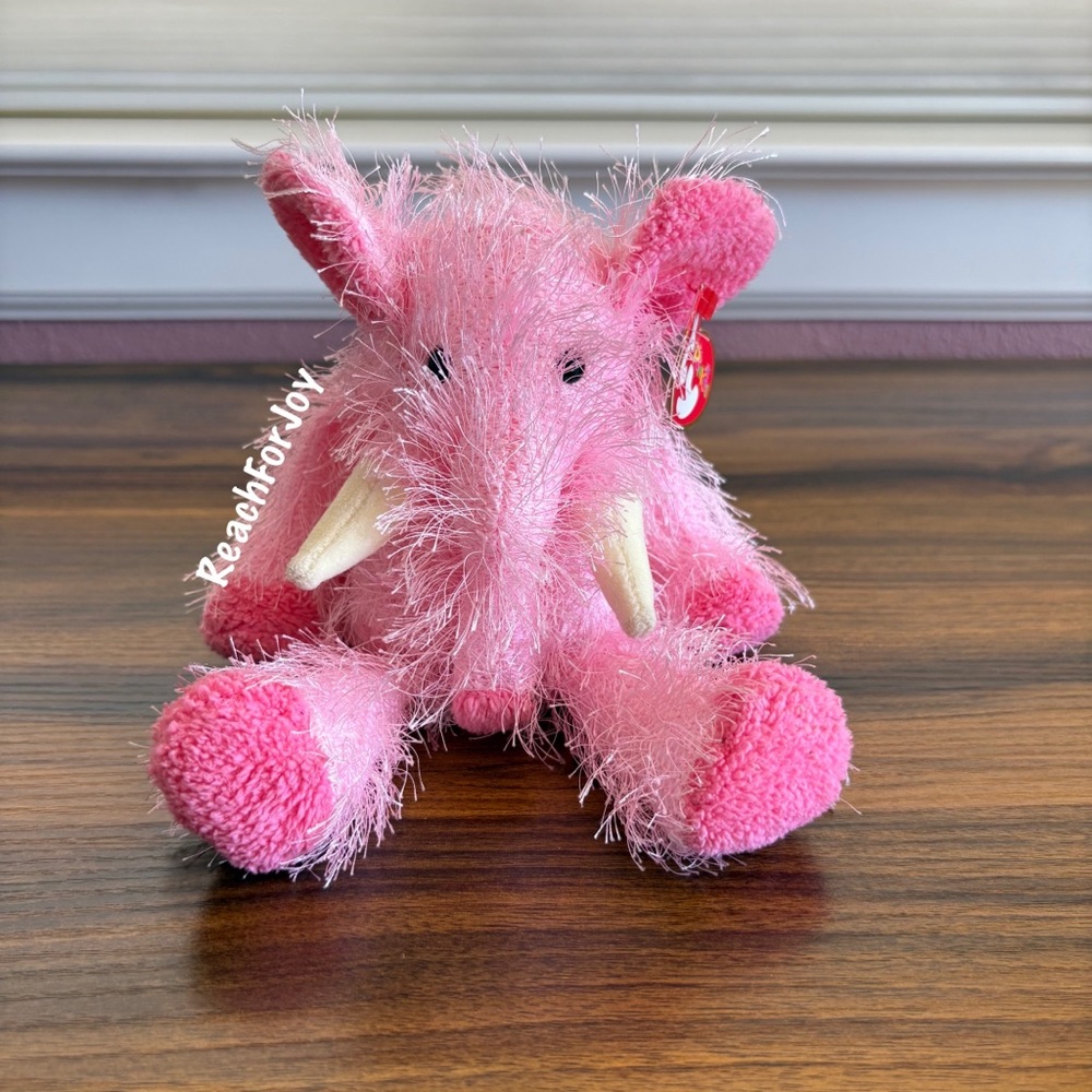 Ty Punkies Beanie Baby Pipsqueak The Pink Elephant Plush Stuffed Animal